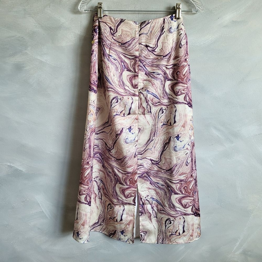 NWT SCOTCH & SODA Satin Feel Knotted Marble Midi Skirt Size XS - Picture 8 of 15